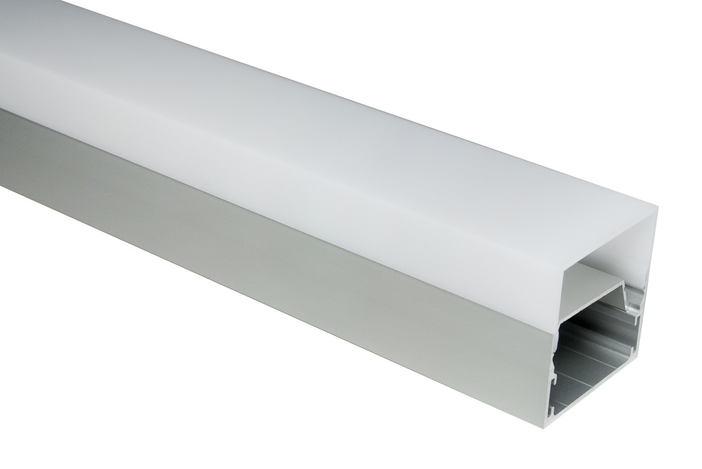 LED-Leuchten Basisprofil U 50x30mm mit 20mm hoher U-Abdeckung und Einklickprofil